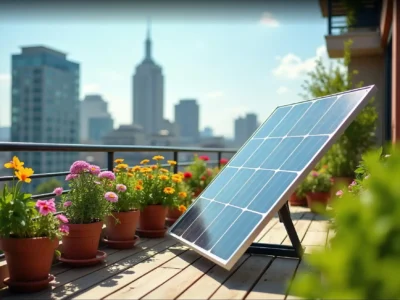 Balkonkraftwerk optimal ausgerichtet auf einem Balkon mit Blick auf Berge und Natur – Tipps zur richtigen Neigung und Himmelsrichtung