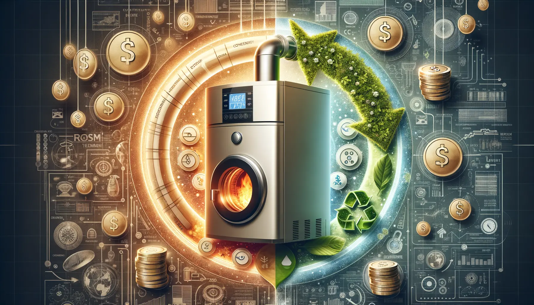 Illustration der ökonomischen und ökologischen Vorteile der Brennwerttechnik