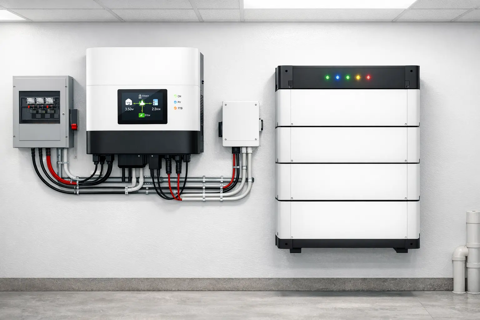 Hybrid-Wechselrichter mit Batteriespeicher und Energiemanagementsystem
