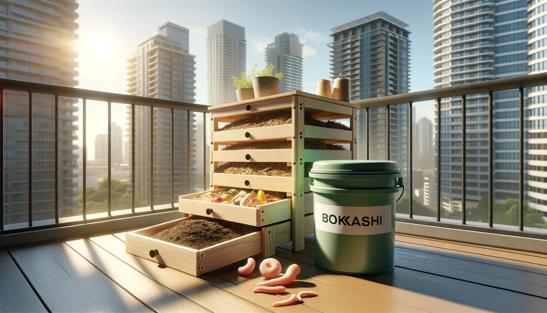 Kompost anlegen auf dem Balkon mit Wurmkomposter und Bokashi-Eimer