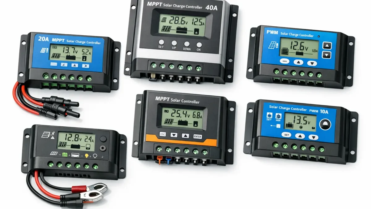 Mobile Solarladeregler Photovoltaik mit Display und Anschlüssen