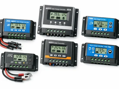 Mobile Solarladeregler Photovoltaik mit Display und Anschlüssen