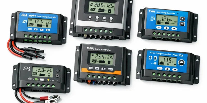 Mobile Solarladeregler Photovoltaik mit Display und Anschlüssen