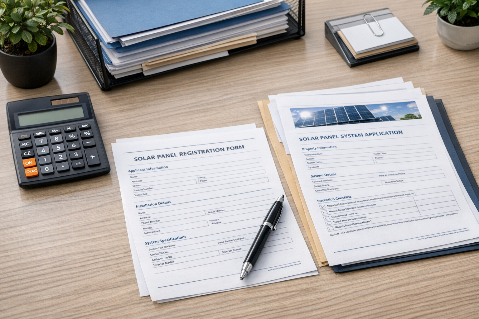 Anmeldeformulare und Unterlagen für Private Photovoltaik-Anlage