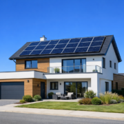 Private Photovoltaik-Anlage auf Einfamilienhaus mit Solarmodulen
