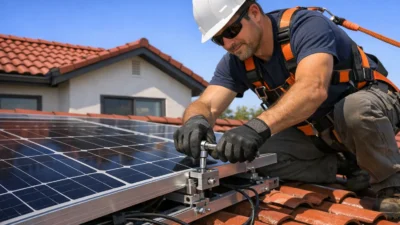 Solaranlage selber bauen Installation auf Dach