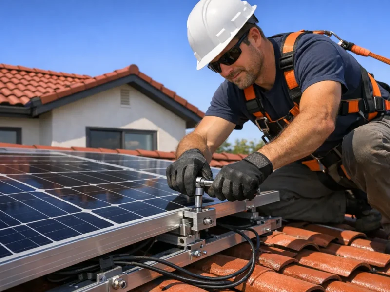 Solaranlage selber bauen Installation auf Dach