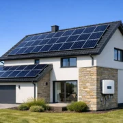 Solaranlagen Funktion auf Hausdach mit PV-Modulen