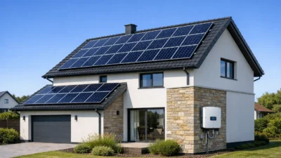 Solaranlagen Funktion auf Hausdach mit PV-Modulen