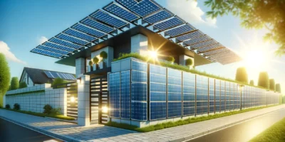 Moderner Solarzaun mit integrierten Solarzellen zur nachhaltigen Energieerzeugung
