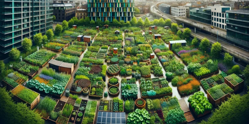 Urbane Landwirtschaft urbaner Gemeinschaftsgarten nachhaltige Stadt grünes Pflanzenwachstum