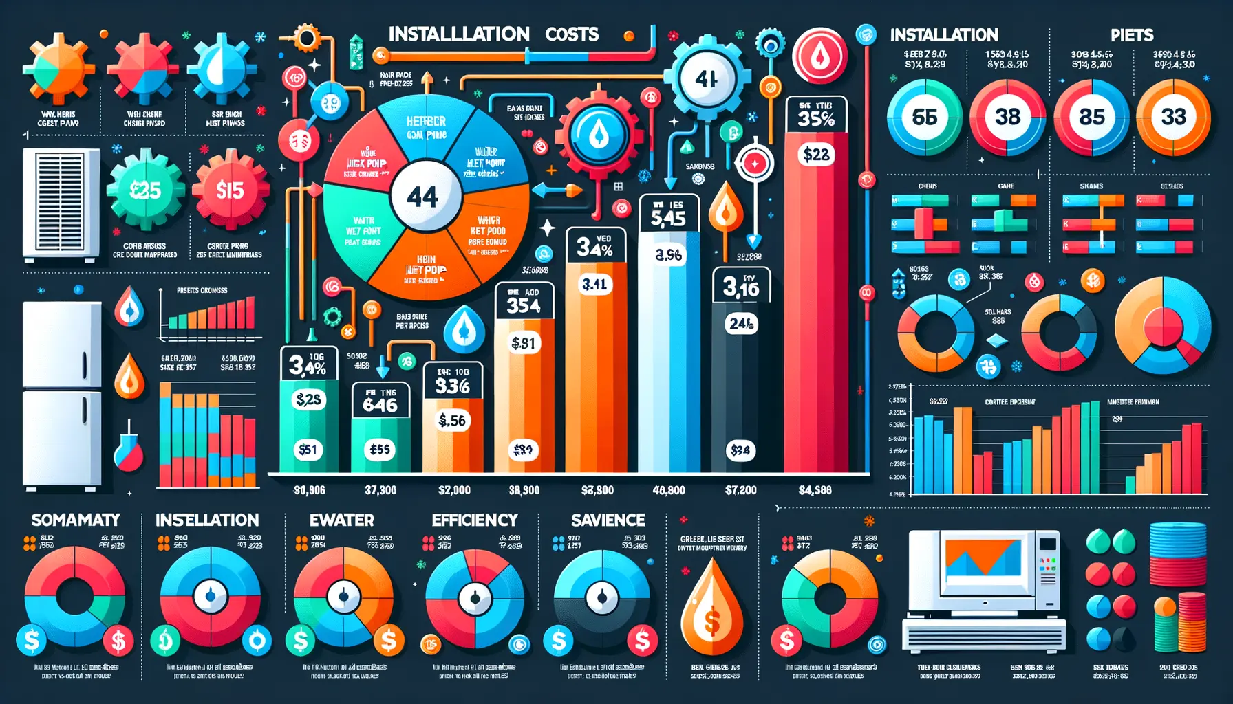 Diagramm Effizienz und Kosten von Wärmepumpe mit Wasser Modellen