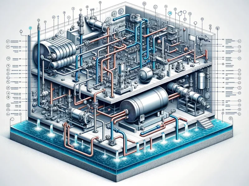 Systemaufbau Wärmepumpe mit Wasser als Wärmeträger und Energiequelle